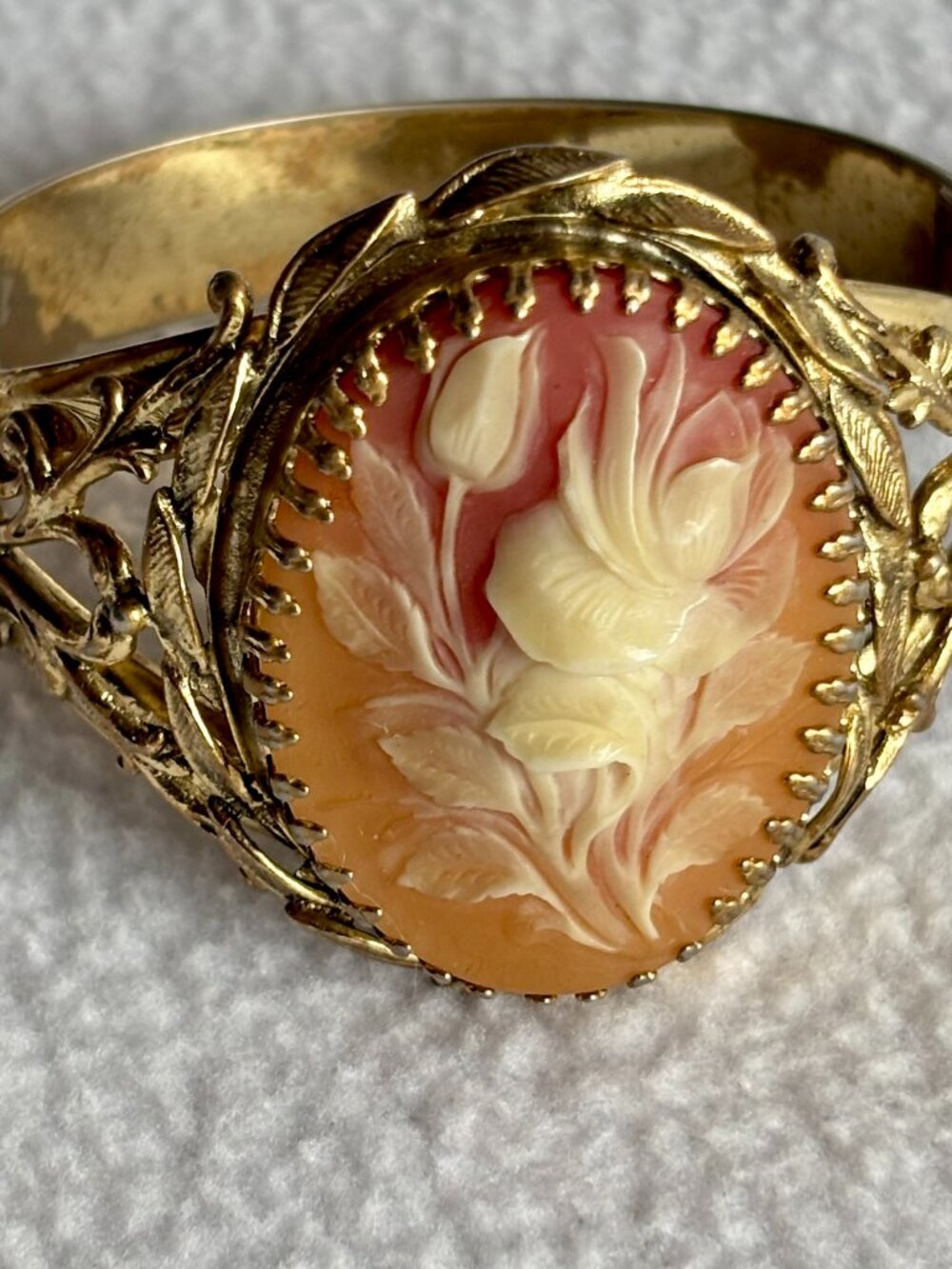 Floral Cameo Clamper Bracelet